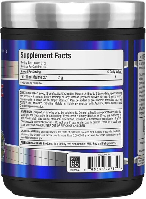 Allmax Nutrition Citrulline Malate - Unflavored, 300g, Amino Acid