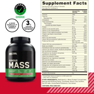 Optimum Nutrition Serious Mass, Weight Gainer Protein Powder, Mass Gainer, Vitamin C and Zinc for Immune Support, Creatine,